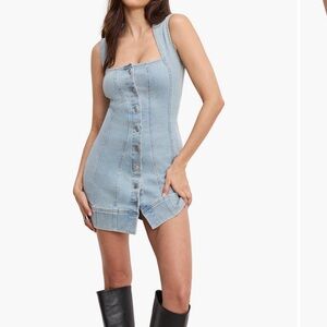 NWT Good American Power Stretch Indigo Mini Dress